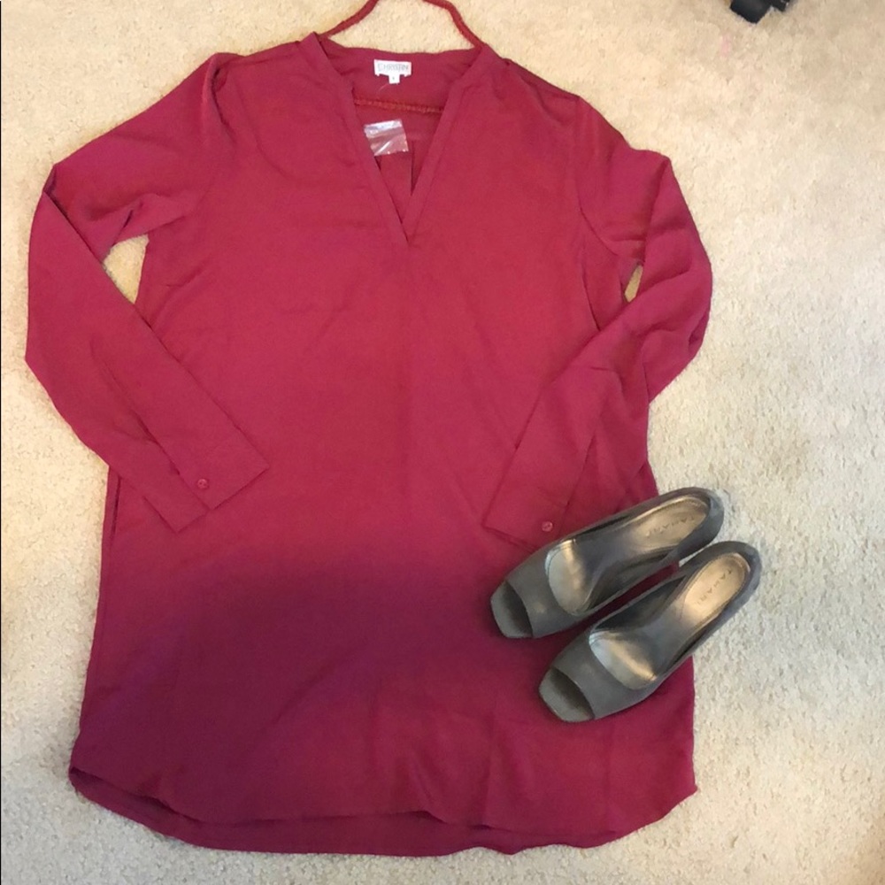 New Cranberry shirt dress with pockets.  FINAL